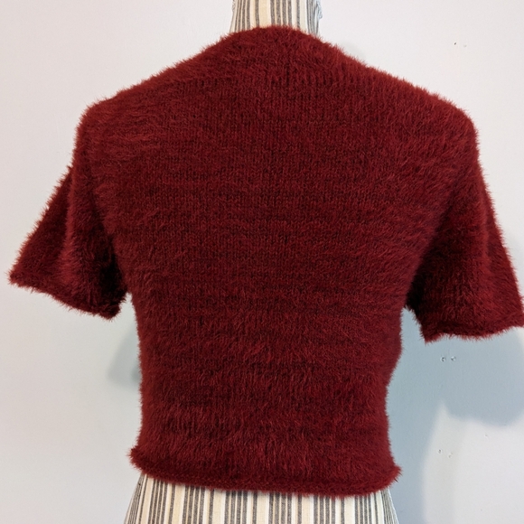 Olivaceous new top women's sweater large crop fuzzy nwt - Picture 9 of 14